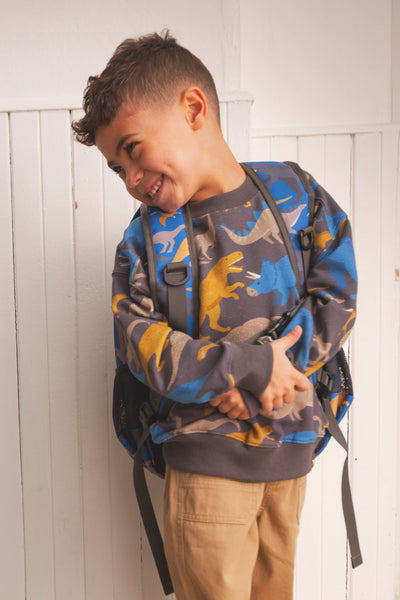 Kids Backpack Blue Dinosaur Print - J20ZSD_2J091