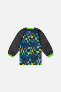 Tablier bleu imprimé damier