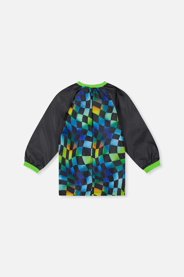 Tablier bleu imprimé damier