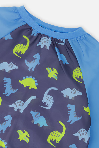 Tablier bleu imprimé dinos