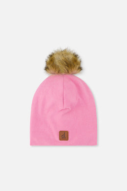 Baby Jersey Hat With Pompom Pink - J20ZW03B_06240
