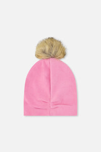 Baby Jersey Hat With Pompom Pink - J20ZW03B_06240