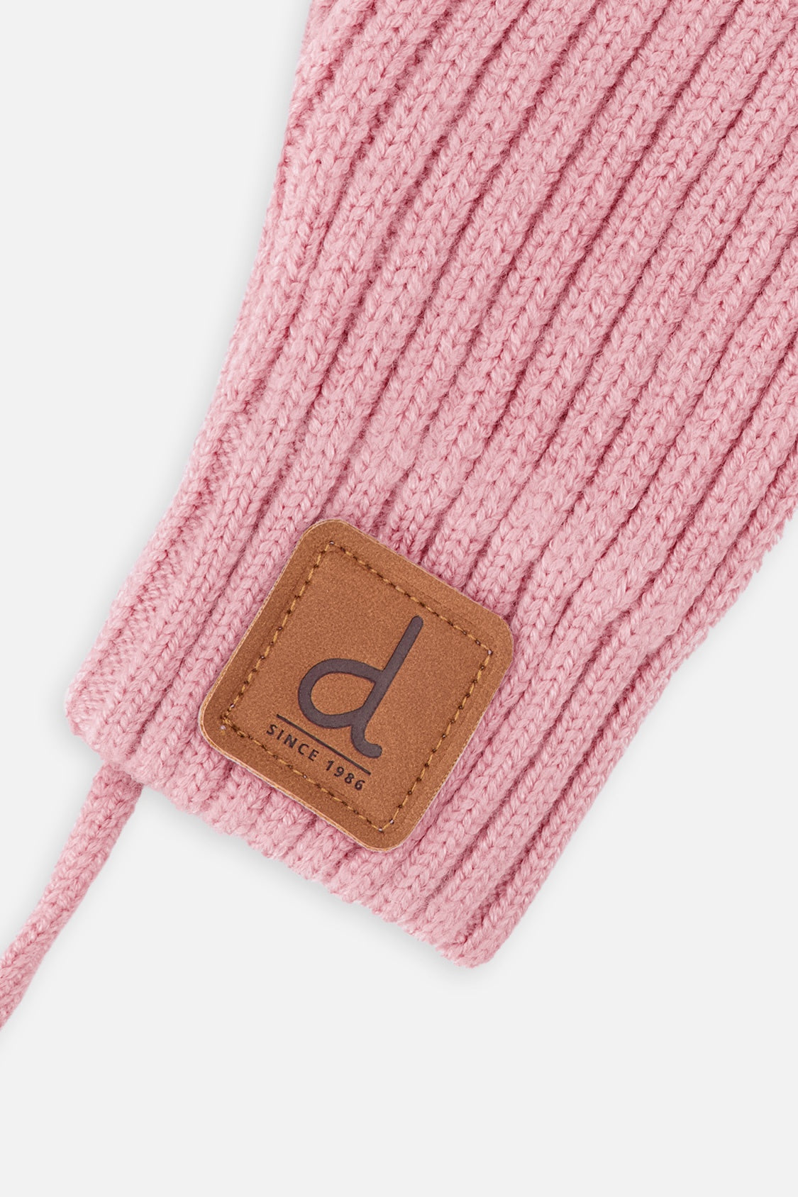 Mitaines en tricot vieux rose pâle avec corde pour bébé