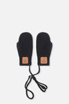 Baby Knit Mittens With String Black - J20ZW06_09990