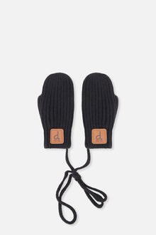 Baby Knit Mittens With String Black - J20ZW06_09990