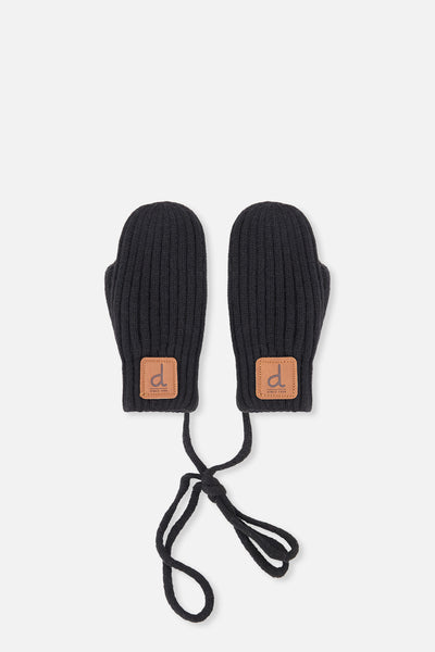 Baby Knit Mittens With String Black - J20ZW06_09990