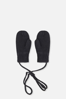 Baby Knit Mittens With String Black - J20ZW06_09990