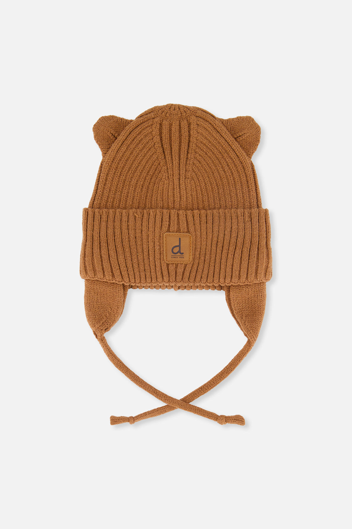 Baby Knit Hat With Strings Brown Sugar - J20ZW08_01740
