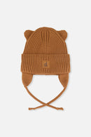 Baby Knit Hat With Strings Brown Sugar - J20ZW08_01740