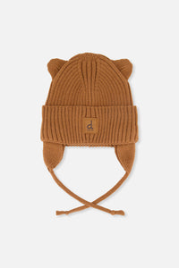 Baby Knit Hat With Strings Brown Sugar - J20ZW08_01740