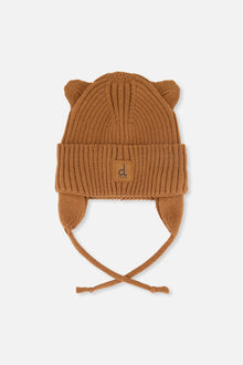 Baby Knit Hat With Strings Brown Sugar - J20ZW08_01740