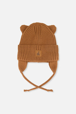 Baby Knit Hat With Strings Brown Sugar - J20ZW08_01740