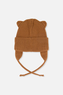 Baby Knit Hat With Strings Brown Sugar - J20ZW08_01740