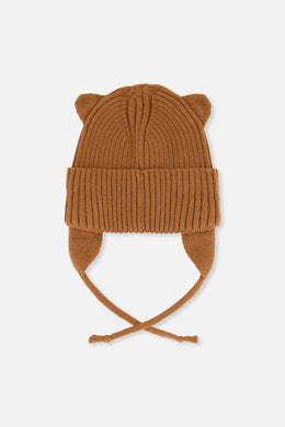 Baby Knit Hat With Strings Brown Sugar - J20ZW08_01740