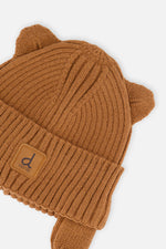 Baby Knit Hat With Strings Brown Sugar - J20ZW08_01740