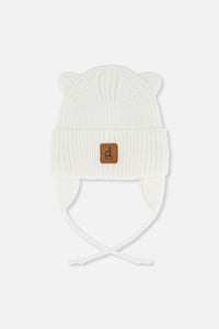 Baby Knit Hat With Strings Off-White - J20ZW08_01880