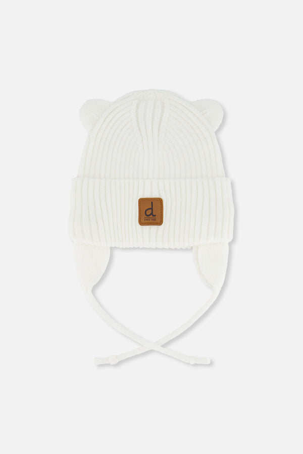 Baby Knit Hat With Strings Off-White - J20ZW08_01880