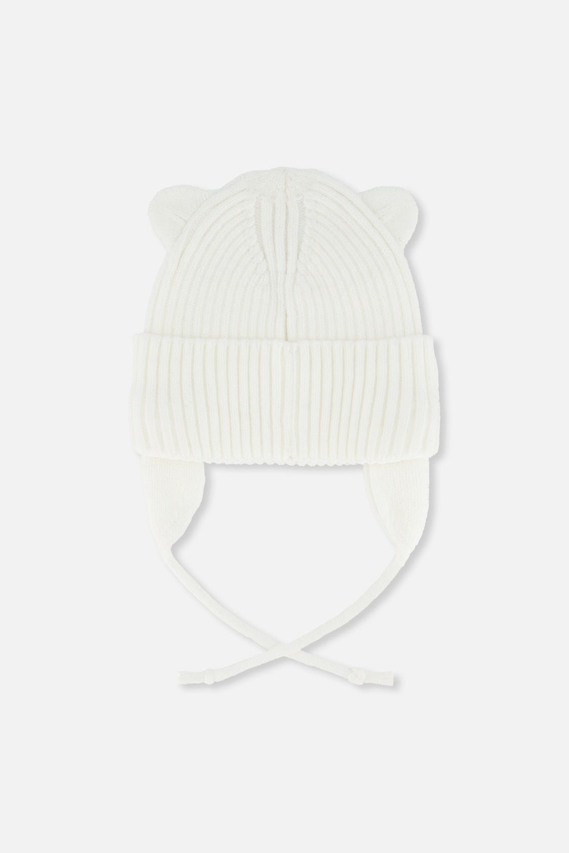 Baby Knit Hat With Strings Off-White - J20ZW08_01880