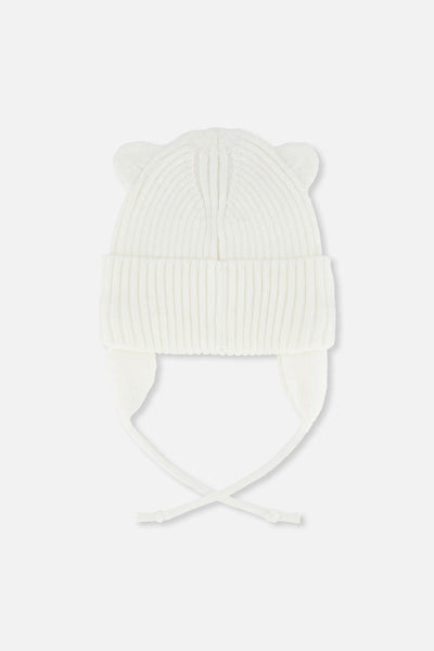 Baby Knit Hat With Strings Off-White - J20ZW08_01880
