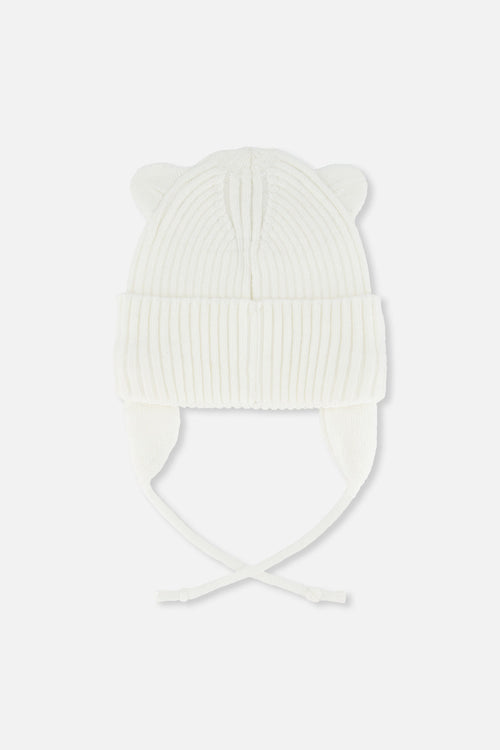 Baby Knit Hat With Strings Off-White - J20ZW08_01880