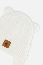 Baby Knit Hat With Strings Off-White - J20ZW08_01880