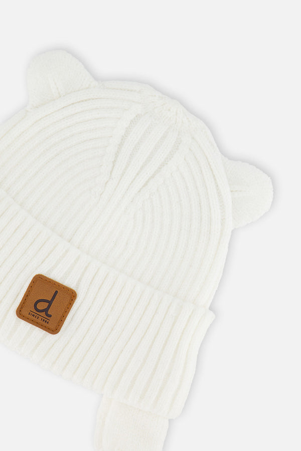 Baby Knit Hat With Strings Off-White - J20ZW08_01880