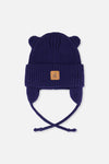 Baby Knit Hat With Strings Navy Blue - J20ZW08_04790