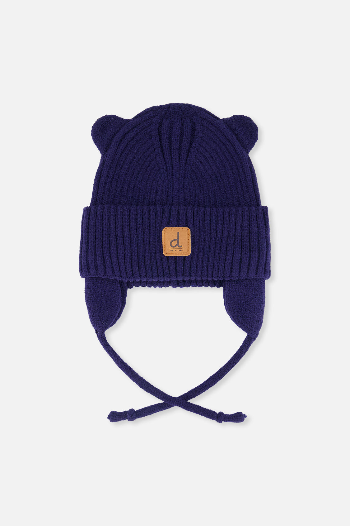 Baby Knit Hat With Strings Navy Blue - J20ZW08_04790