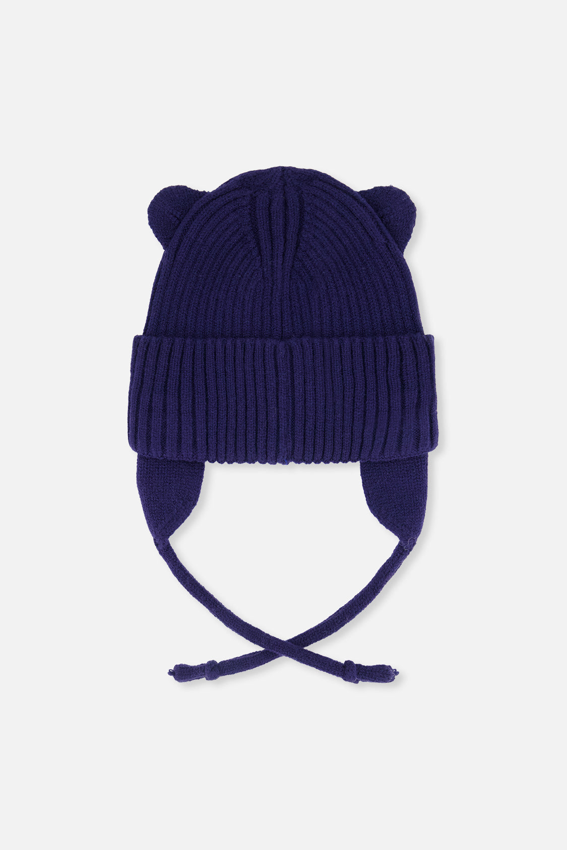 Baby Knit Hat With Strings Navy Blue - J20ZW08_04790