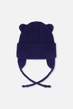 Baby Knit Hat With Strings Navy Blue - J20ZW08_04790