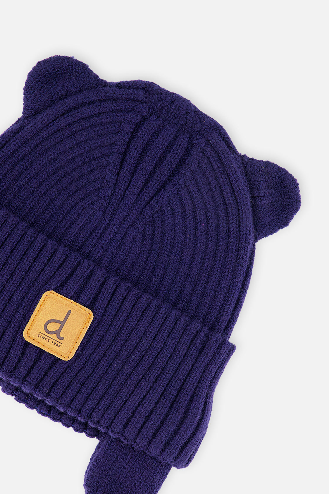 Baby Knit Hat With Strings Navy Blue - J20ZW08_04790