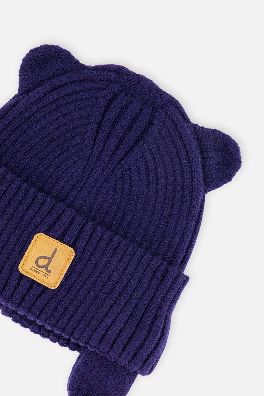 Baby Knit Hat With Strings Navy Blue - J20ZW08_04790