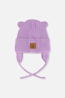 Baby Knit Hat With Strings Lavender - J20ZW08_05440