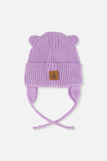 Baby Knit Hat With Strings Lavender - J20ZW08_05440