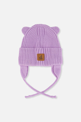 Baby Knit Hat With Strings Lavender - J20ZW08_05440