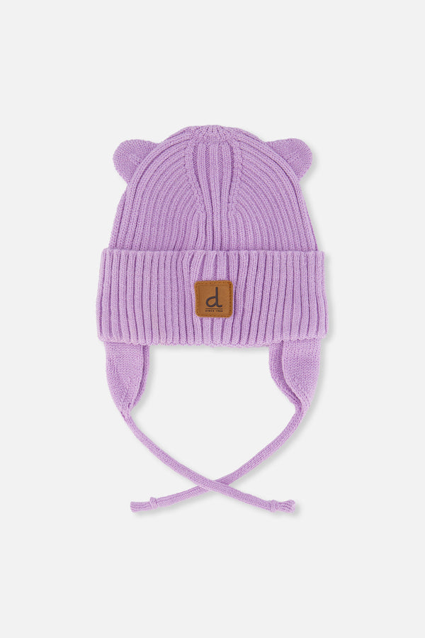 Baby Knit Hat With Strings Lavender - J20ZW08_05440
