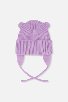 Baby Knit Hat With Strings Lavender - J20ZW08_05440