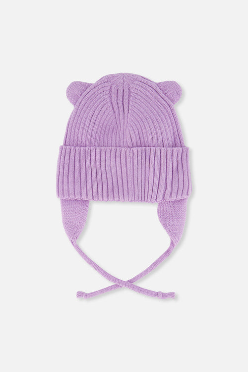 Baby Knit Hat With Strings Lavender - J20ZW08_05440