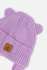 Baby Knit Hat With Strings Lavender - J20ZW08_05440