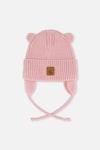 Baby Knit Hat With Strings Pale Dusty Pink - J20ZW08_06220