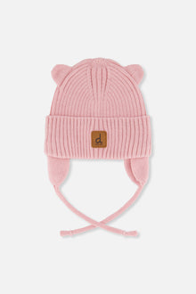 Baby Knit Hat With Strings Pale Dusty Pink - J20ZW08_06220