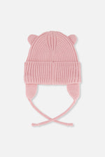Baby Knit Hat With Strings Pale Dusty Pink - J20ZW08_06220
