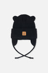 Baby Knit Hat With Strings Black - J20ZW08_09990