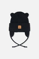 Baby Knit Hat With Strings Black - J20ZW08_09990