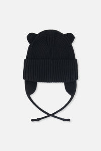 Baby Knit Hat With Strings Black - J20ZW08_09990
