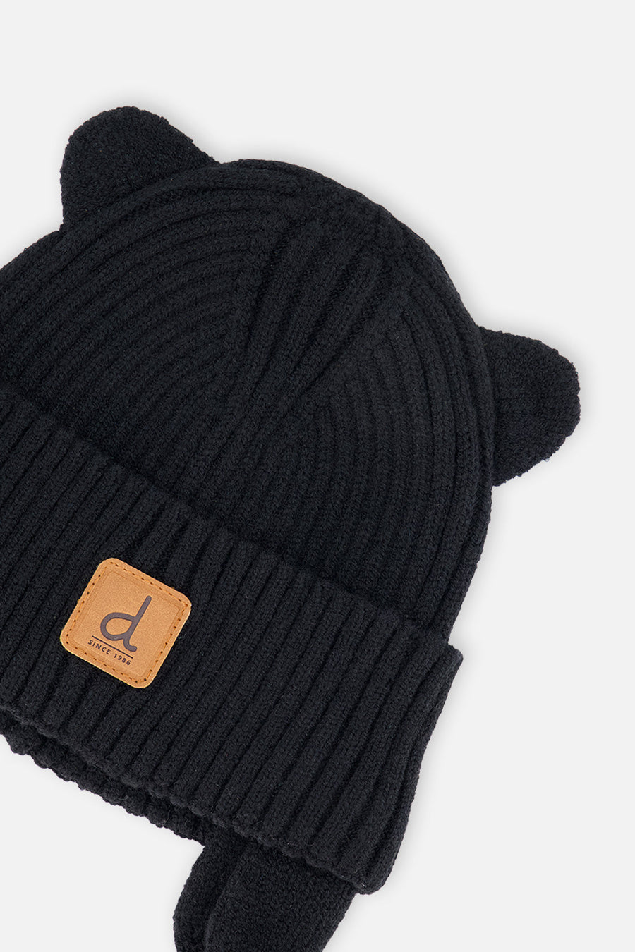 Baby Knit Hat With Strings Black - J20ZW08_09990
