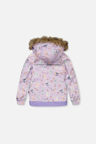 Two Piece Discover Snowsuit Purple Printed Cats