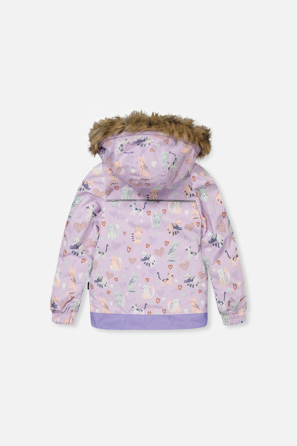 Two Piece Discover Snowsuit Purple Printed Cats