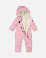 One-Piece Baby Cloud Compressible Snowsuit Designed For Car Seat Pink Snowsuits Deux par Deux 