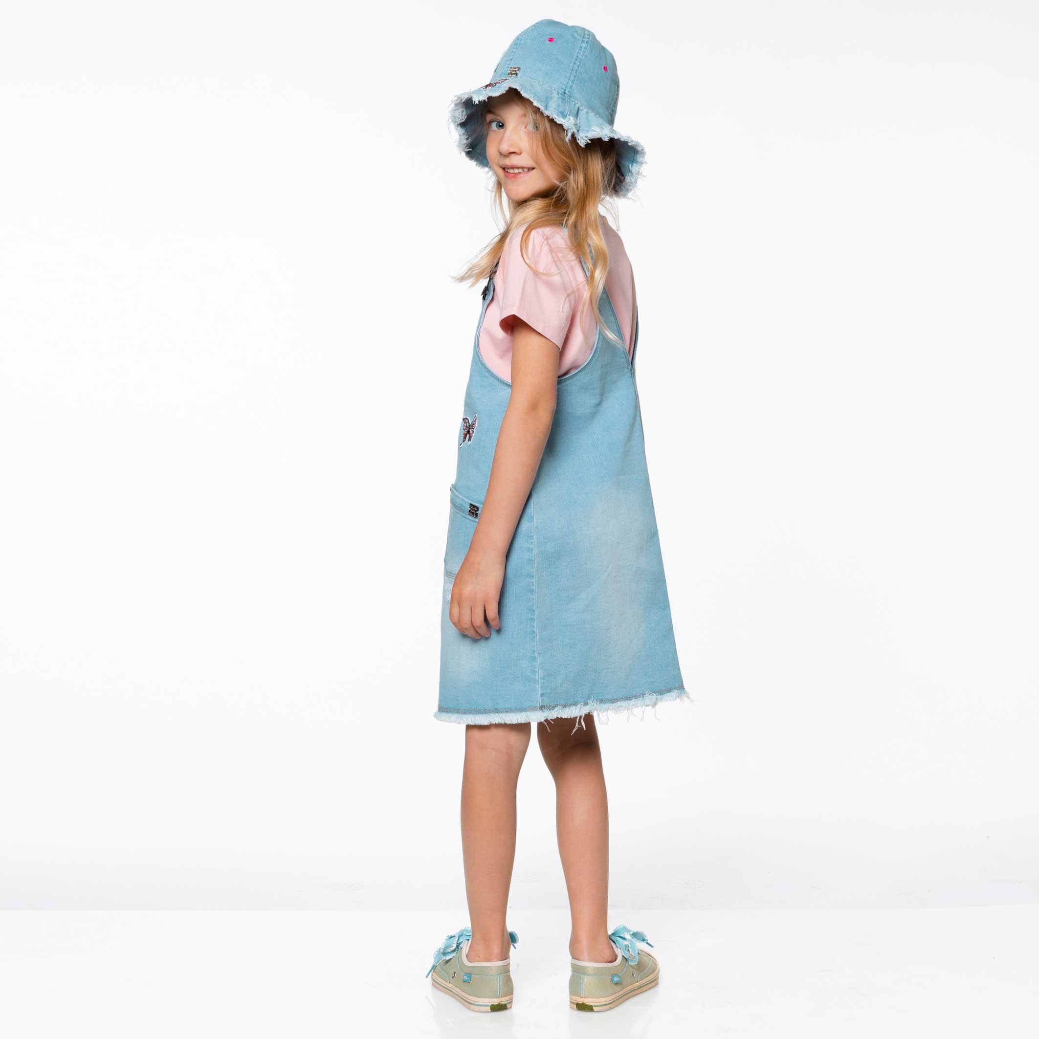 Denim Overall Dress Light Blue Denim Girl D30M41_125